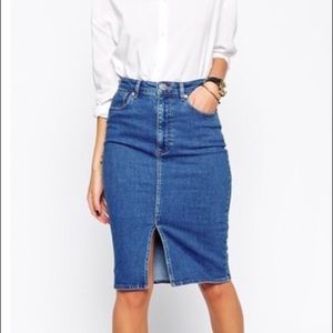 J.crew Front Slit Stretch Denim Skirt size 0